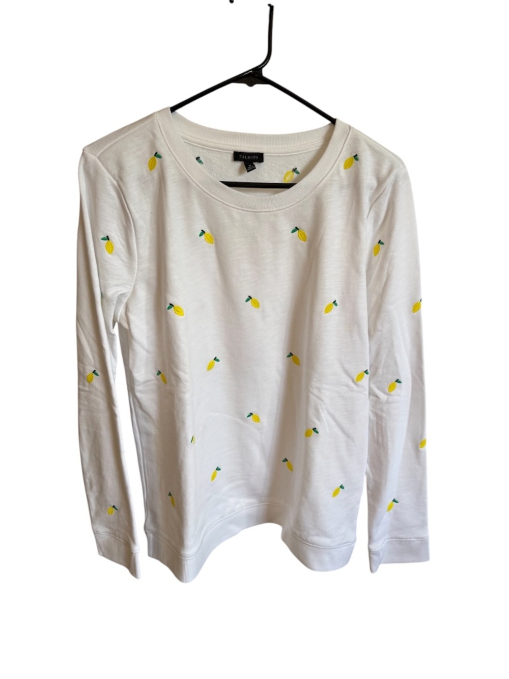 Lemon long sleeve shirt by Talbots, white with yellow and green lemons